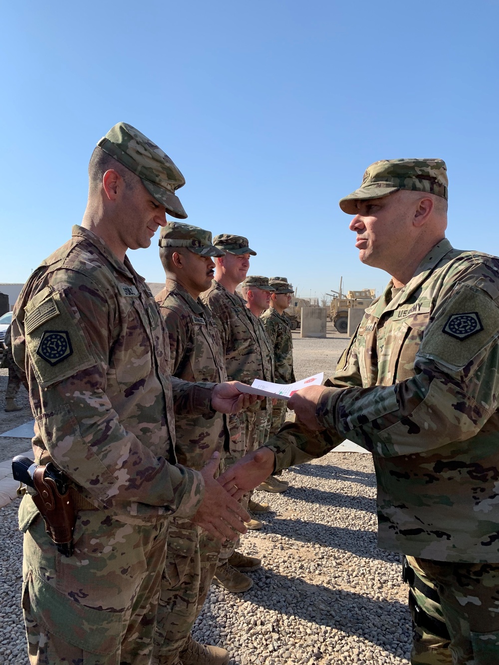 Deployed Illinois Soldiers Receive Combat Service Patch