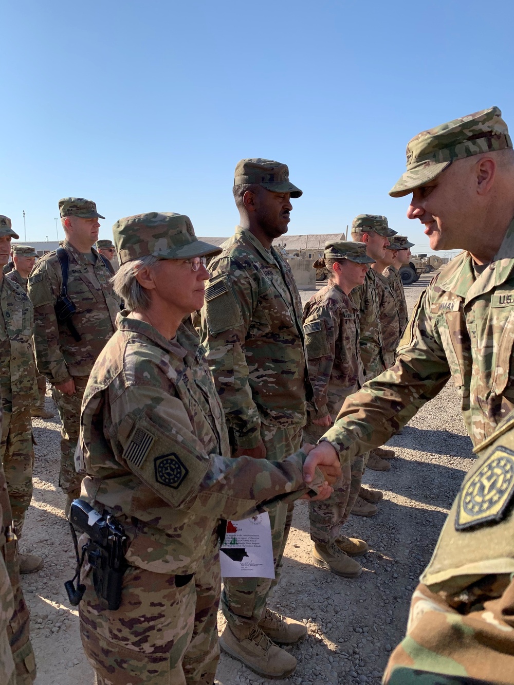 Deployed Illinois Soldiers Receive Combat Service Patch