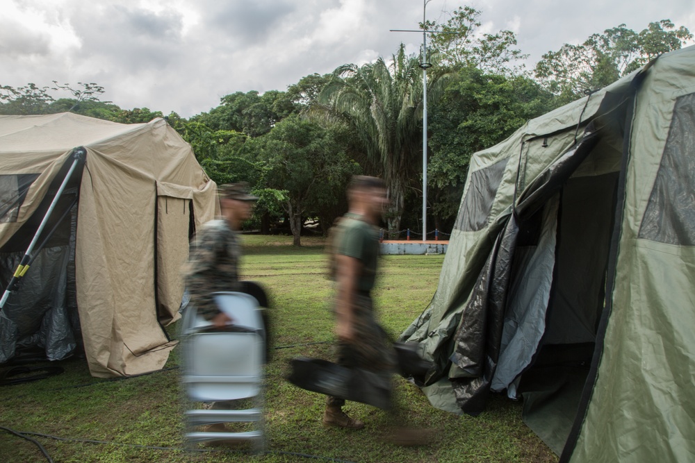 US Marines set up a command operations center for humanitarian assistance exercise in Colombia
