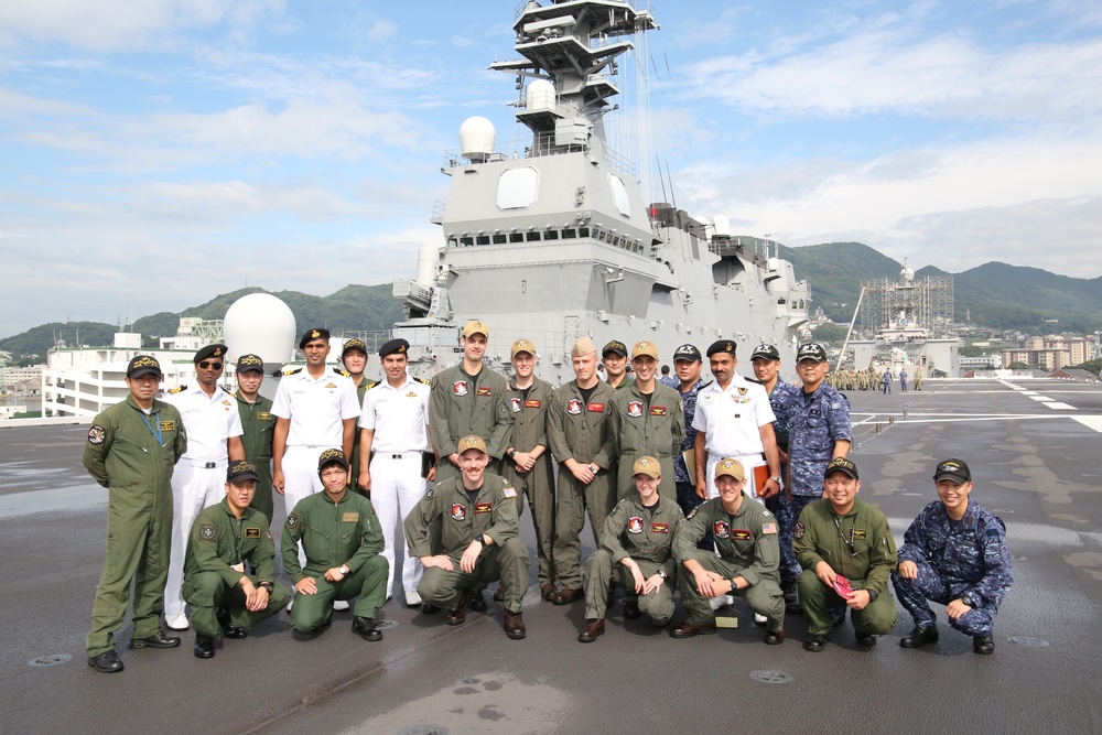 USS McCampbell Sailors tour JS Kaga during Malabar 2019