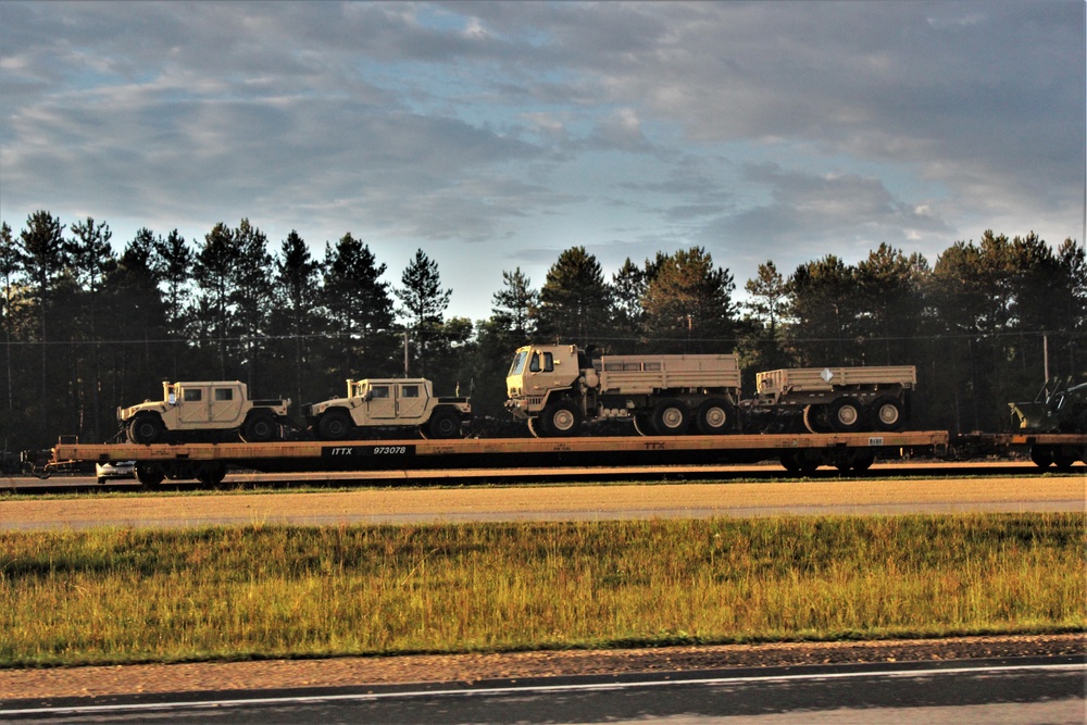 Engineer unit's equipment loaded on railcars at Fort McCoy for deployment