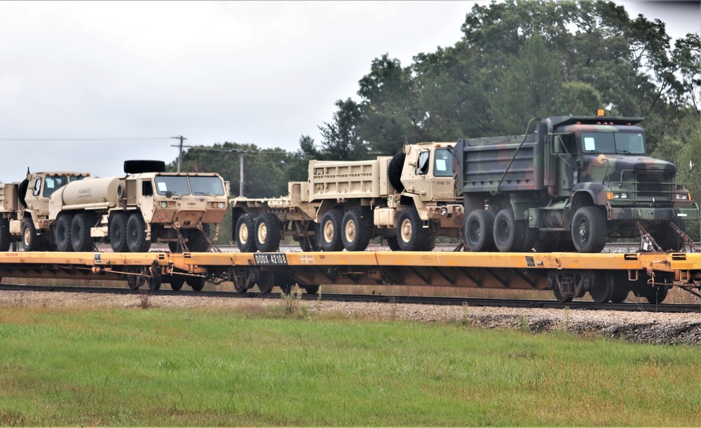 Engineer unit's equipment loaded on railcars at Fort McCoy for deployment