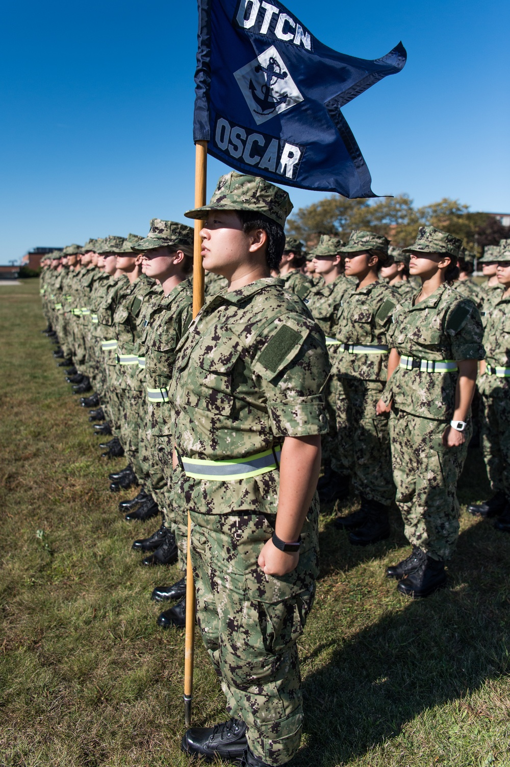 190927-N-TE695-0005 NEWPORT, R.I. (Sept. 27, 2019) -- Navy Officer Development School class earns their guidon