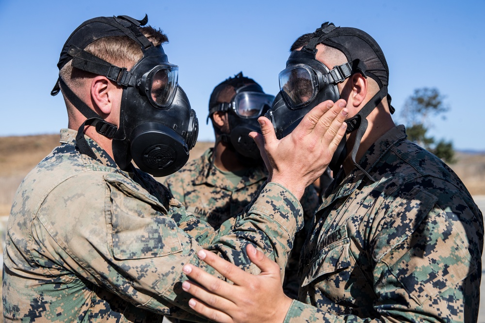 Marines with H&amp;S Corporals Course 4-19 complete the gas chamber