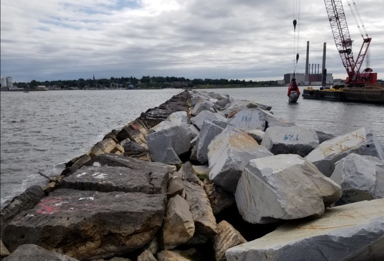 Corps of Engineers completes construction on the Oswego Harbor west arrowhead breakwater