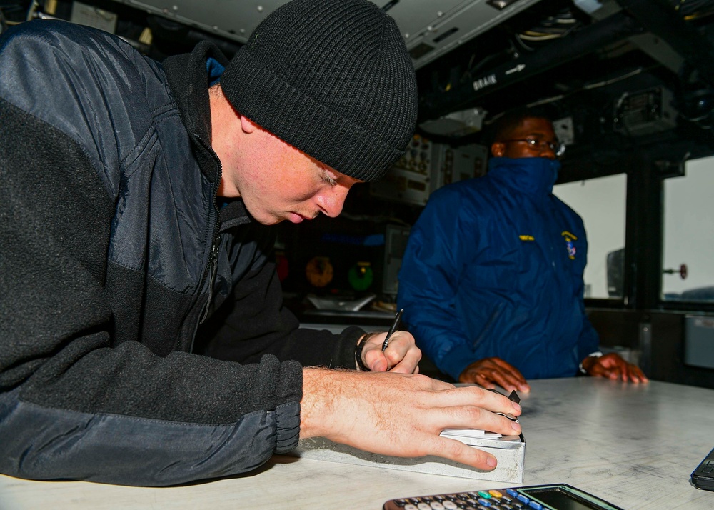 USS Normandy Sailor Makes Deck Log Entry