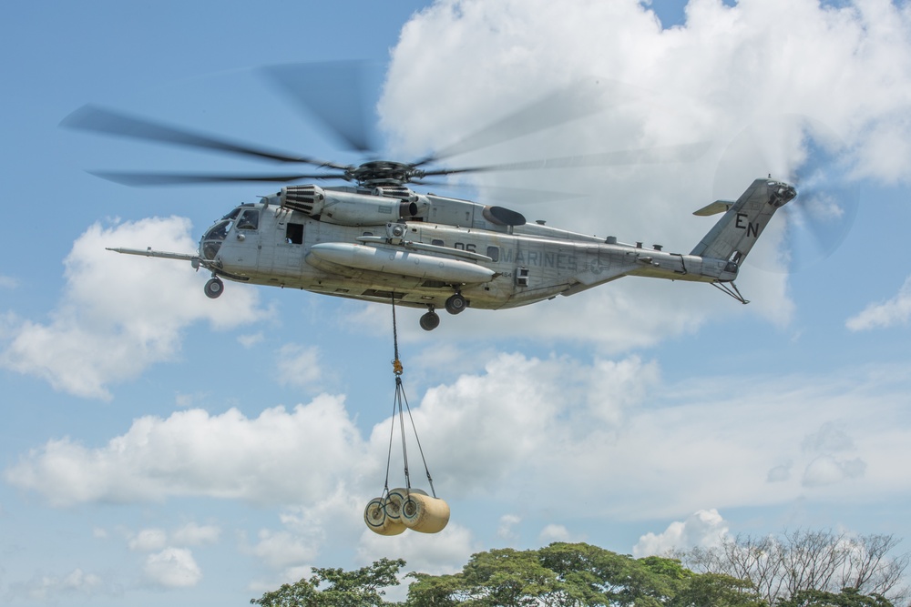 US Marines transport potable water during a humanitarian assistance rehearsal in Colombia