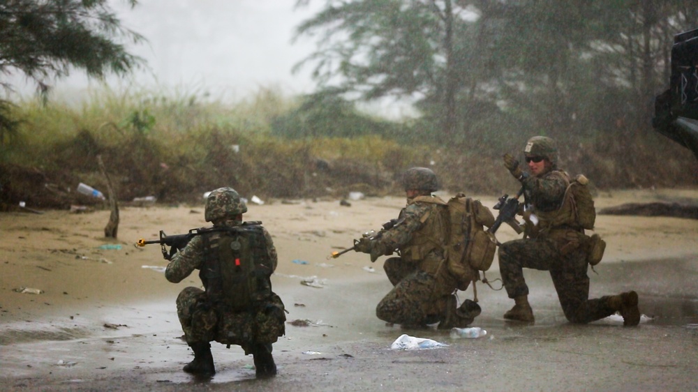 U.S. Marines, Sailors with 3rd Marine Division and the MAF conduct an amphibious assault