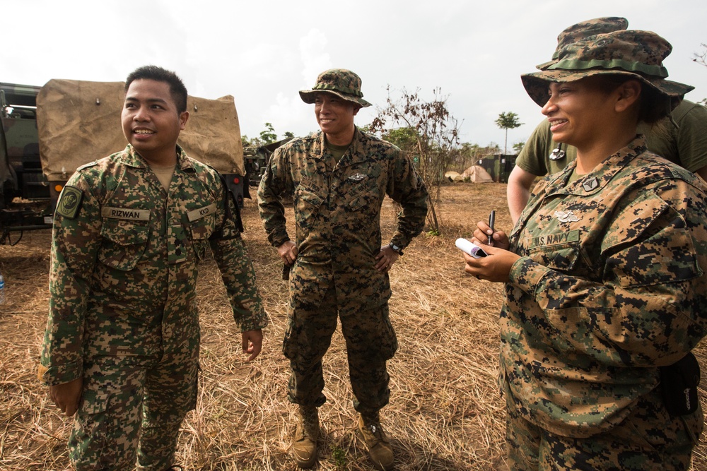 U.S. Marines, Sailors with 3rd Marine Division and the MAF participate in a Simulated Casualty Evacuation Drill