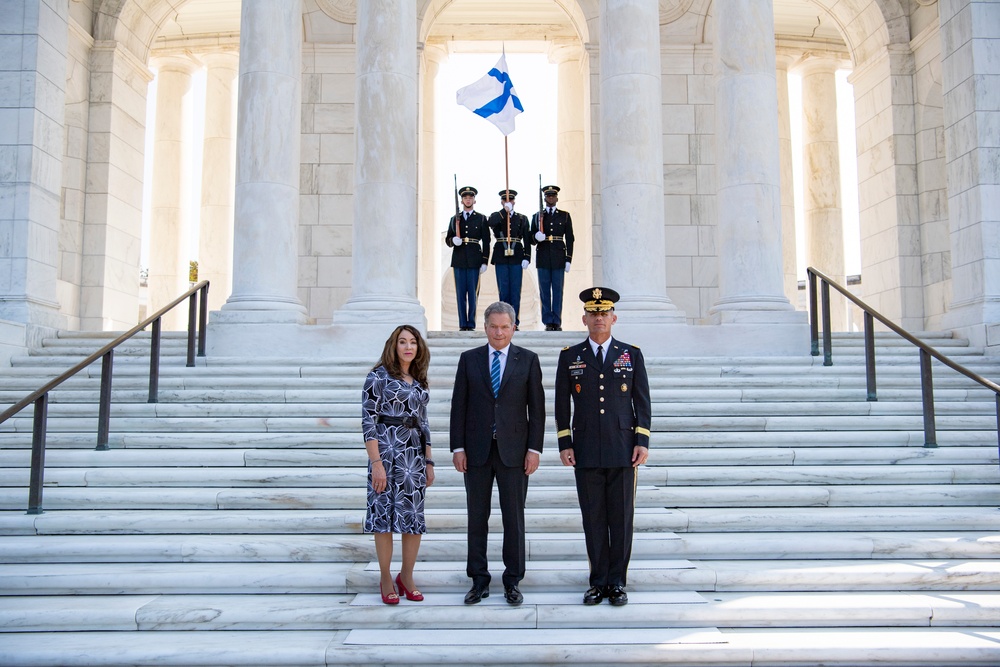 President of Finland Sauli Niinistö Participates in an Armed Forces Full Honors Wreath-Laying Ceremony at the Tomb of the Unknown Soldier