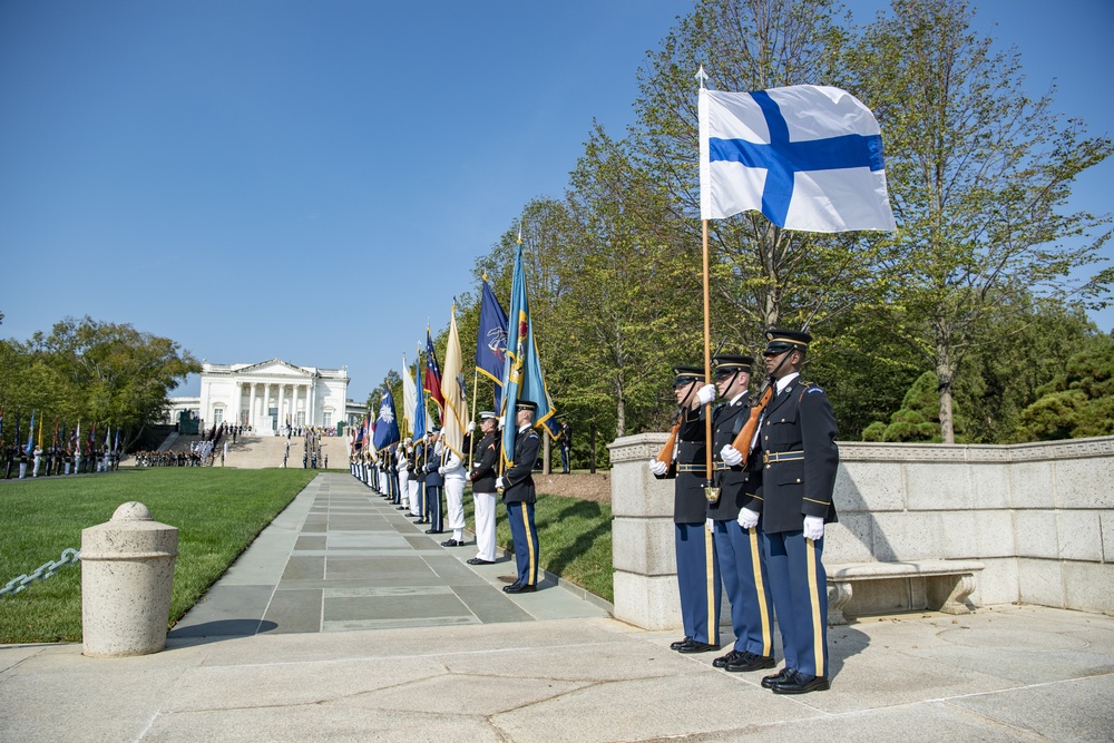 President of Finland Sauli Niinistö Participates in an Armed Forces Full Honors Wreath-Laying Ceremony at the Tomb of the Unknown Soldier