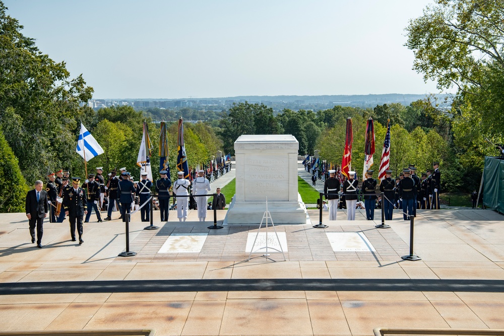 President of Finland Sauli Niinistö Participates in an Armed Forces Full Honors Wreath-Laying Ceremony at the Tomb of the Unknown Soldier