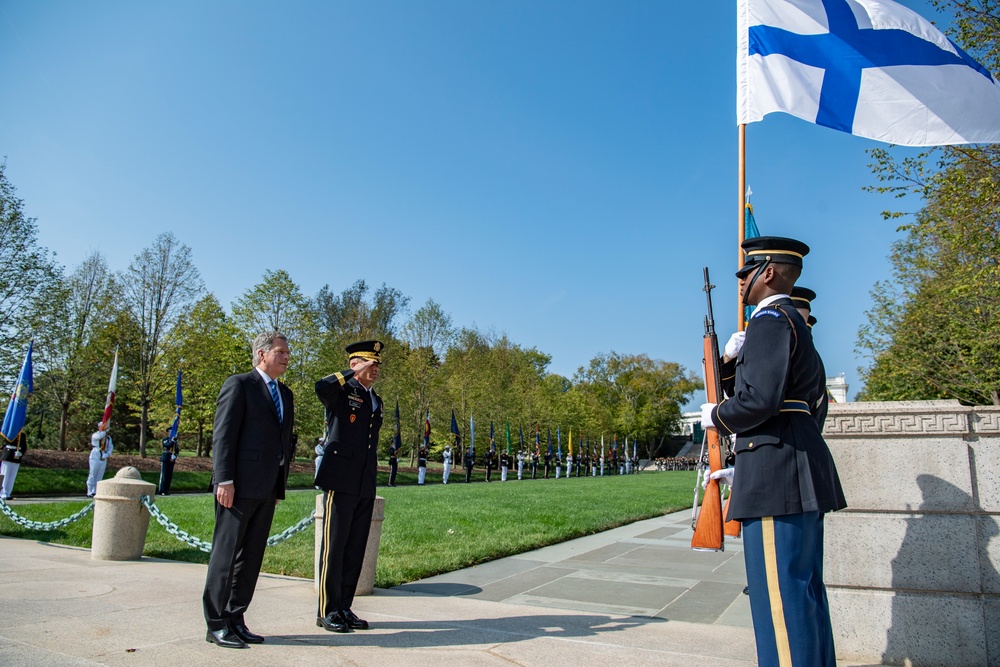 President of Finland Sauli Niinistö Participates in an Armed Forces Full Honors Wreath-Laying Ceremony at the Tomb of the Unknown Soldier