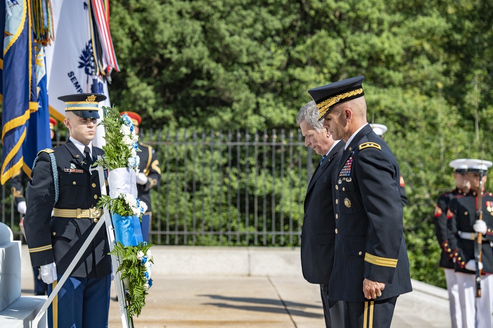 President of Finland Sauli Niinistö Participates in an Armed Forces Full Honors Wreath-Laying Ceremony at the Tomb of the Unknown Soldier