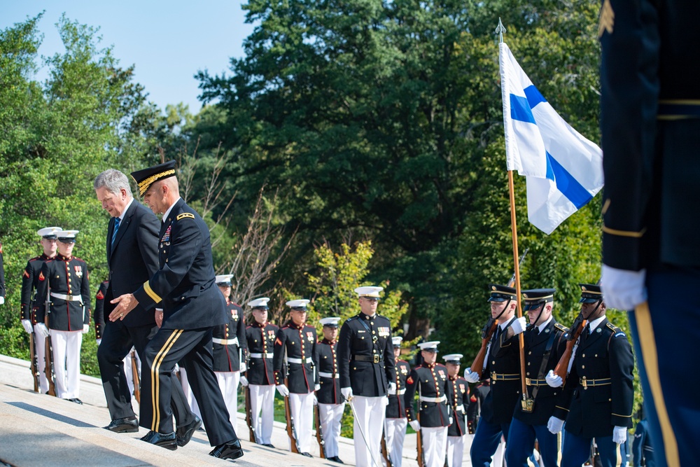 President of Finland Sauli Niinistö Participates in an Armed Forces Full Honors Wreath-Laying Ceremony at the Tomb of the Unknown Soldier