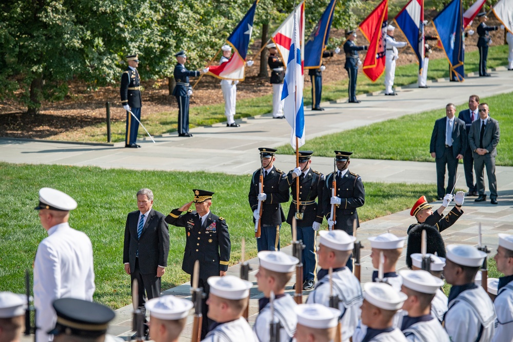 President of Finland Sauli Niinistö Participates in an Armed Forces Full Honors Wreath-Laying Ceremony at the Tomb of the Unknown Soldier