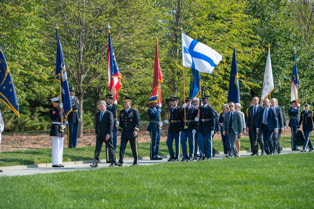 President of Finland Sauli Niinistö Participates in an Armed Forces Full Honors Wreath-Laying Ceremony at the Tomb of the Unknown Soldier