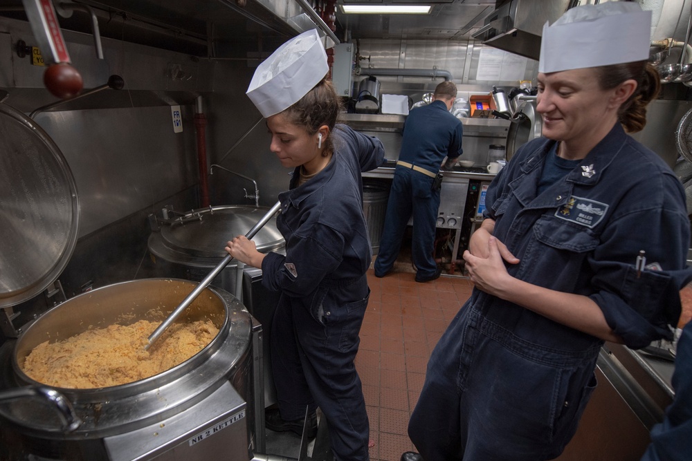 USS MOMSEN Sailors Cook for Hispanic Heritage Month