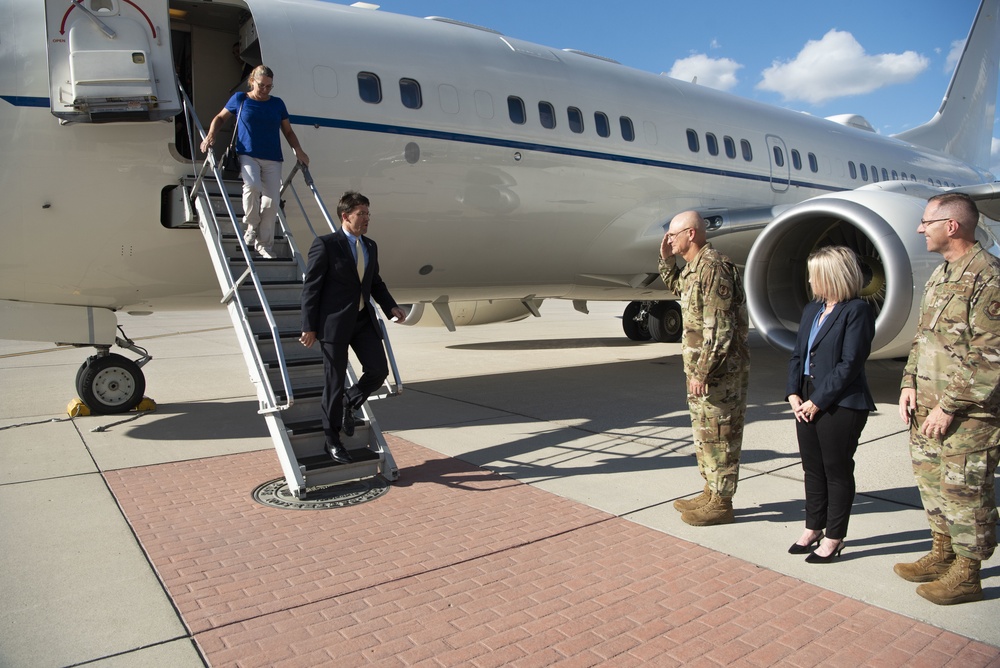 Secretary Esper Arrives at Wright-Patterson Air Force Base