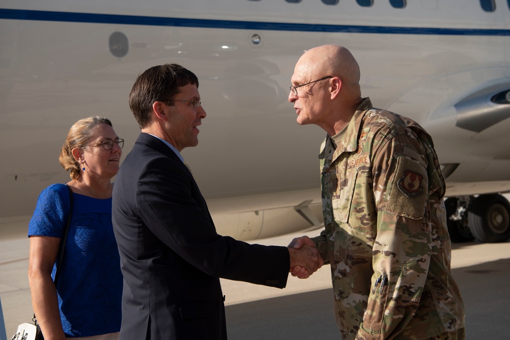 Secretary Esper Arrives at Wright-Patterson Air Force Base
