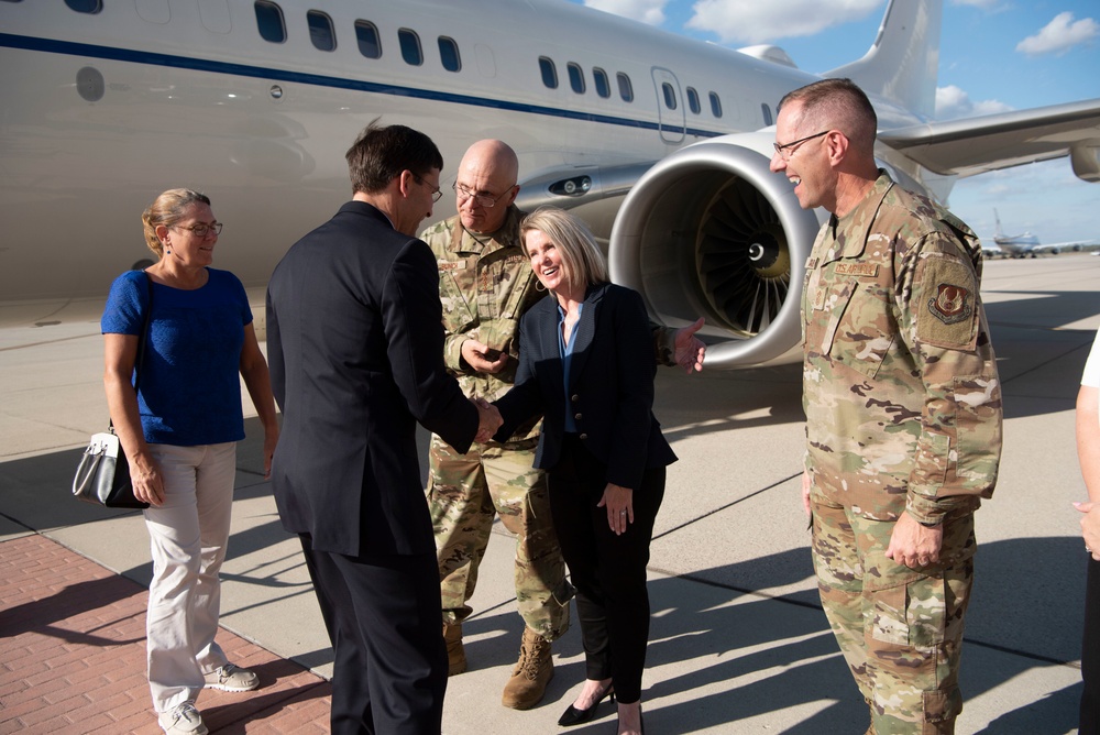 Secretary Esper Arrives at Wright-Patterson Air Force Base