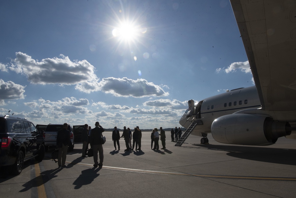 Secretary Esper Arrives at Wright-Patterson Air Force Base