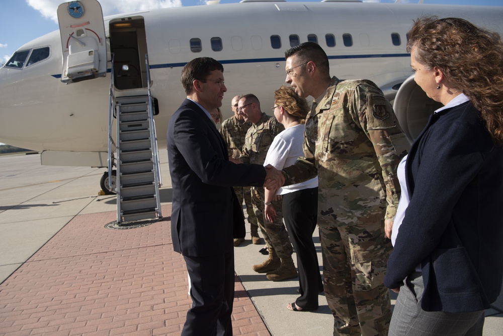 Secretary Esper Arrives at Wright-Patterson Air Force Base