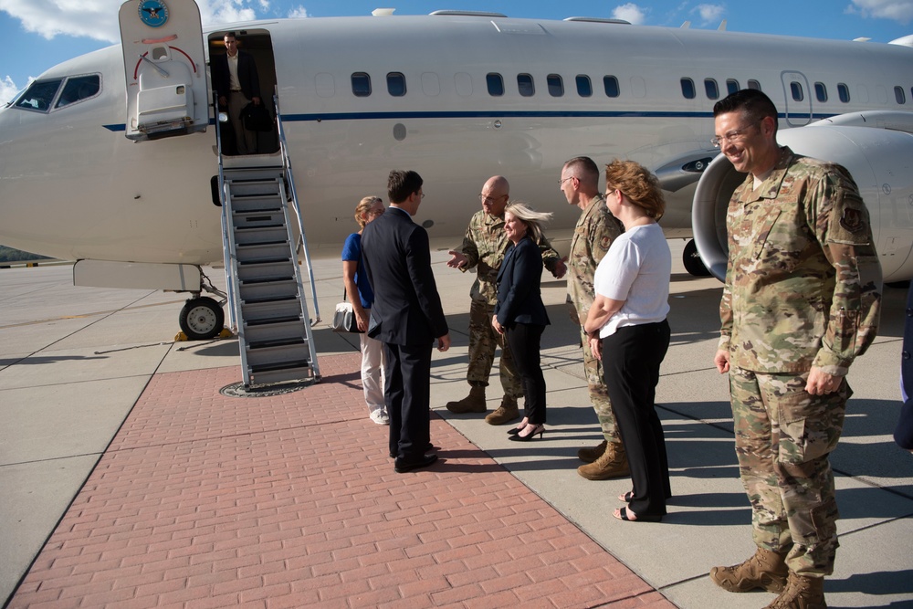 Secretary Esper Arrives at Wright-Patterson Air Force Base