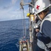 USS Antietam (CG 54) conducts small boat operations during a visit, board, search and seizure training exercise