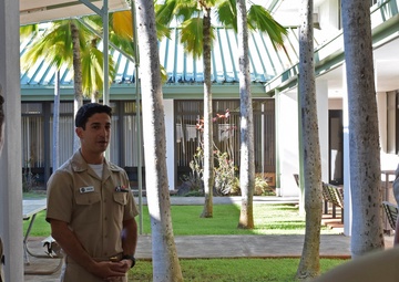 LT Yahalom Presents a Flag and Coin to NHCH after Returning from Deployment