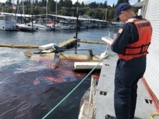 Coast Guard responds to sunken vessel in Olympia, Wash.