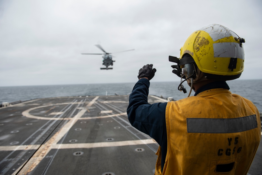 USS San Jacinto Sailors Conduct Flight Operations
