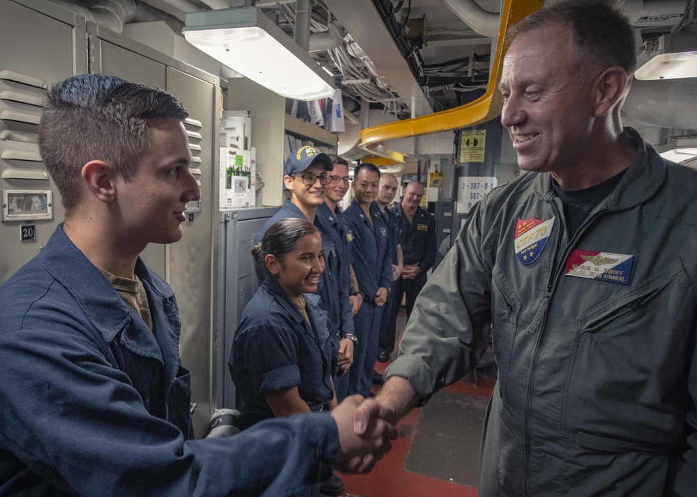 USS Chancellorsville Rear Admiral Wikoff Visit