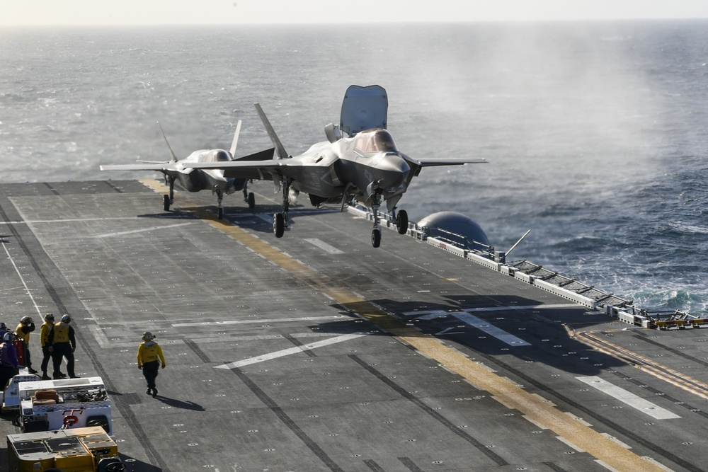 Aircraft Lands on USS America flight deck