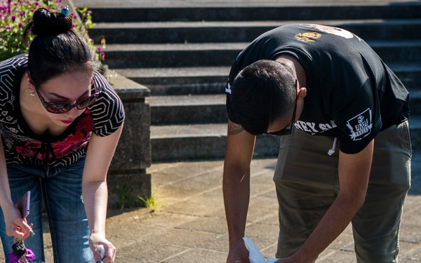 Members of the U.S. and local communities volunteer to keep Uruma City beautiful