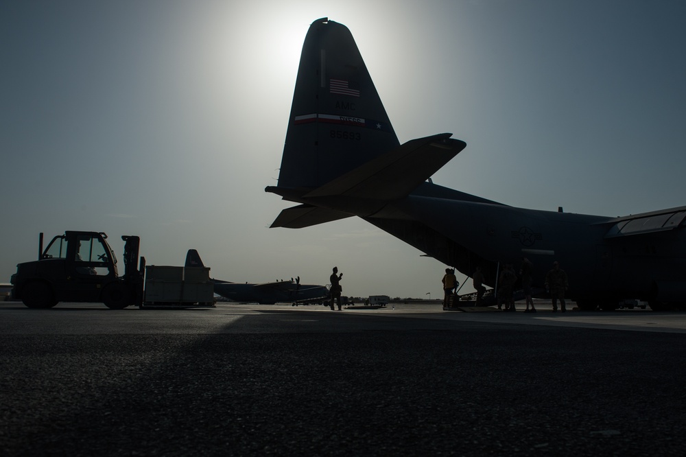 75th Expeditionary Airlift Squadron loads up gear