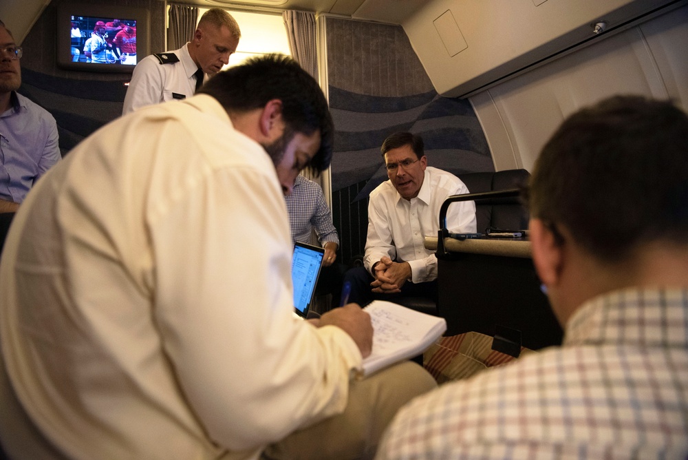 Secretary Esper Speaks to Reporters