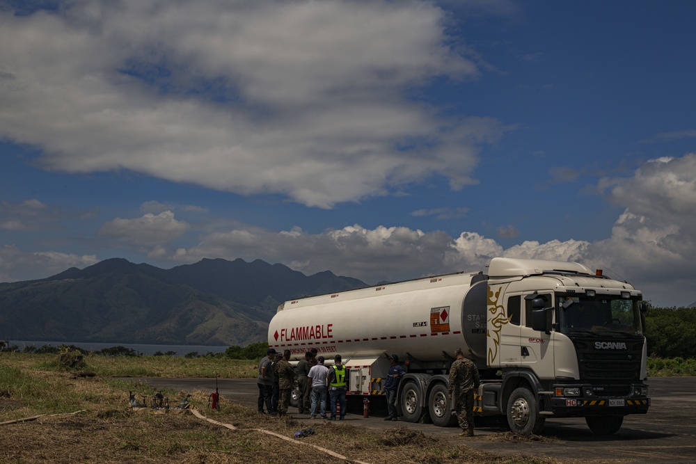 US Marines with MWSS-172 receive fuel from Philippine contractors in preparation for KAMANDAG 3