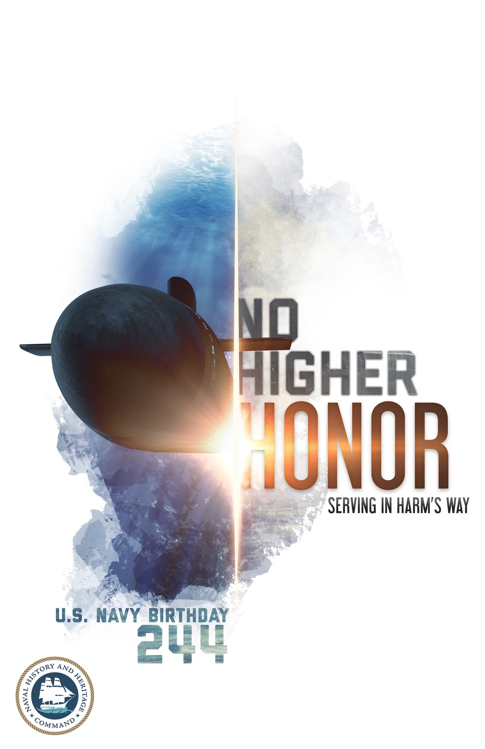Navy Birthday 244 No Higher Honor - Submarines - Poster