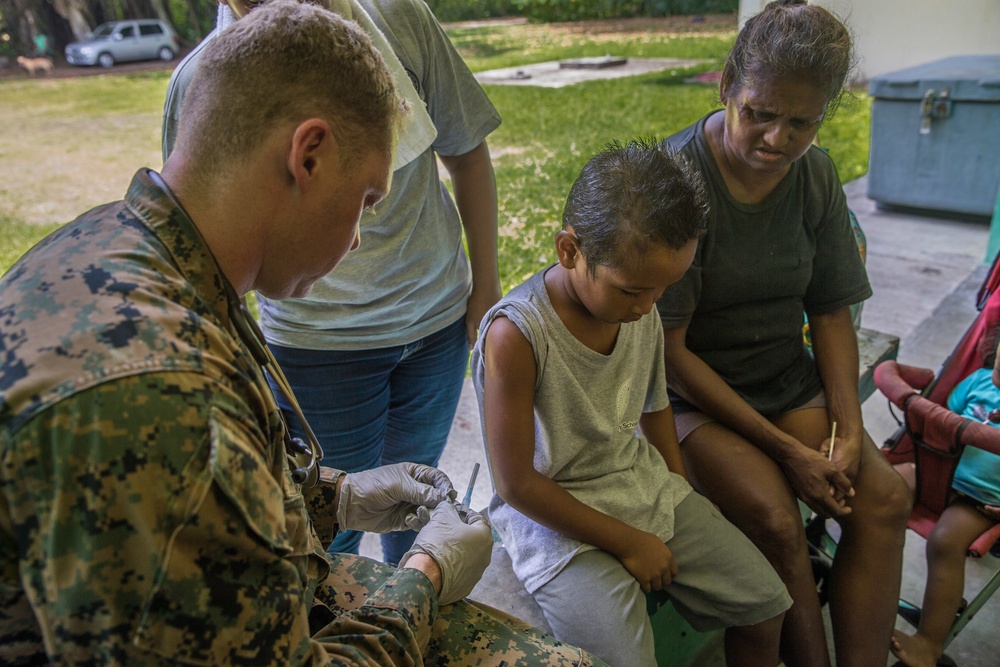 Navy corpsman helps stand up remote medical clinic during Koa Moana