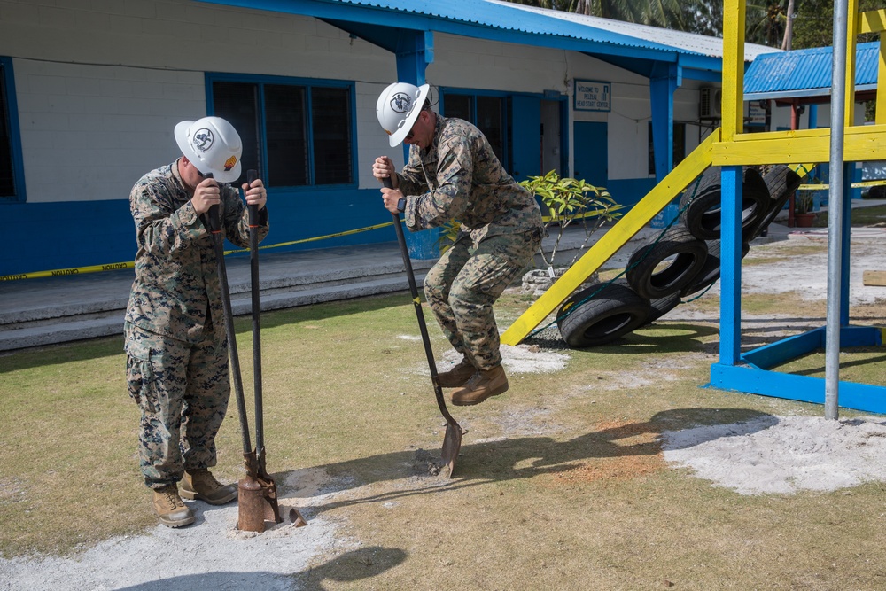 Koa Moana combat engineers build playground at Peleliu Elementary