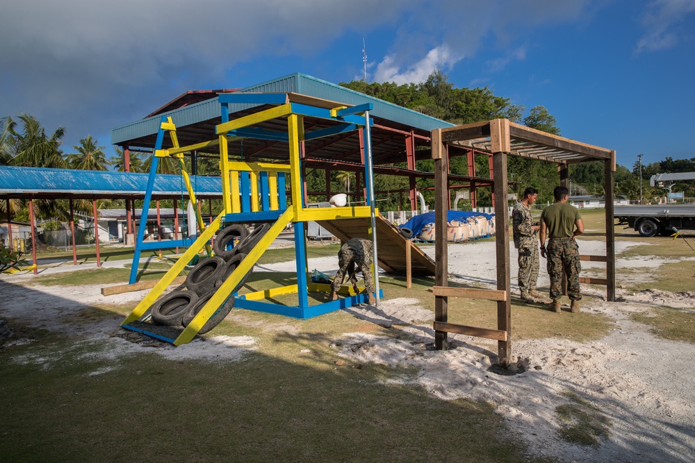 Koa Moana combat engineers build playground at Peleliu Elementary