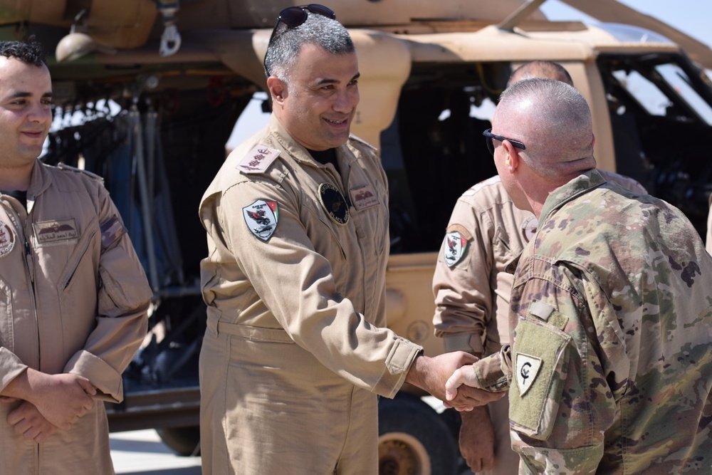 The Task Force Spartan command team visit U.S., Jordan troops