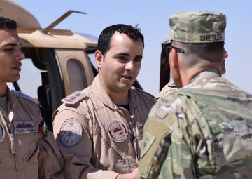 The Task Force Spartan command team visit U.S., Jordan troops