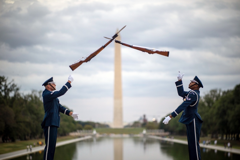 USAF Honor Guard Practices at the Lincoln Memorial