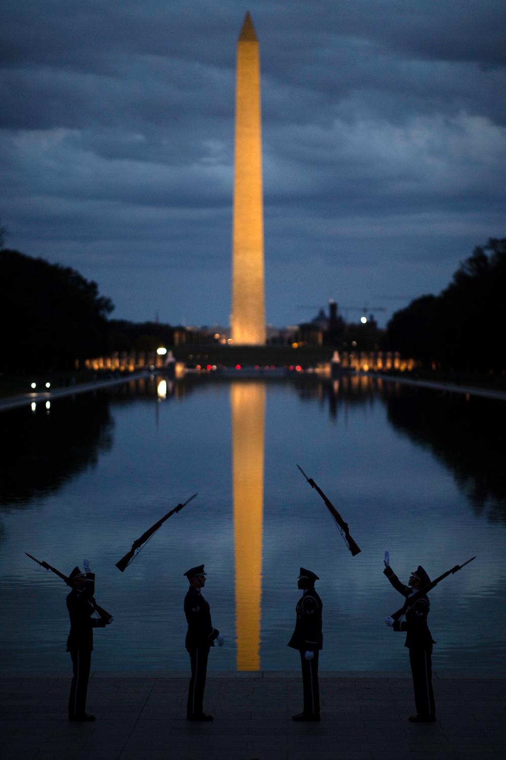 USAF Honor Guard Practices at the Lincoln Memorial
