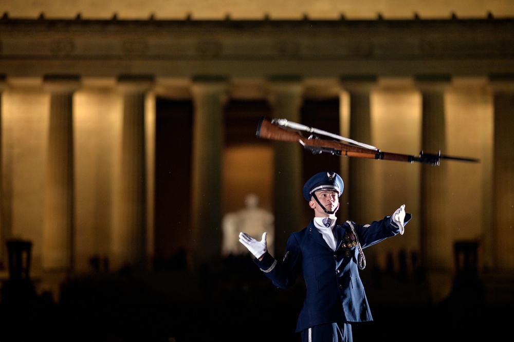 USAF Honor Guard Practices at the Lincoln Memorial