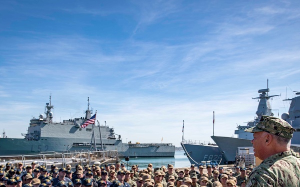 Vice Adm. John Nowell Speaks with Sailors at Naval Station Rota