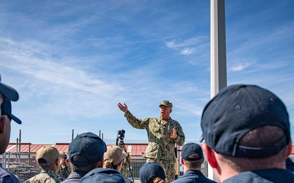 Vice Adm. John Nowell Talks with Sailors at Naval Station Rota