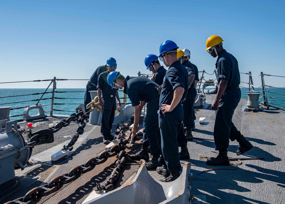 USS Gridley Sailors Conduct Sea and Anchor Detail